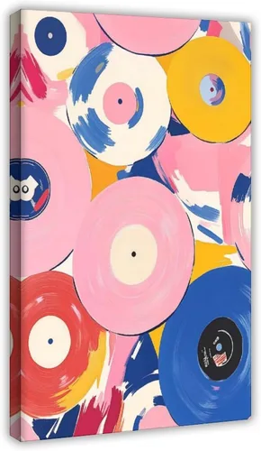 Vista 33 de YFET Tocadiscos vintage Y2K Room Flowers Pink Retro Music Lover Preppy Room - Póster artístico de pared y arte de pared, póster moderno