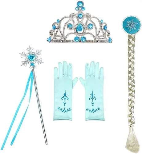 Vista 17 de Frozen - Vestido de princesa Elsa para niñas, disfraz de Halloween, Navidad, cumpleaños, fiesta, vestido de tul con accesorios