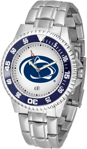 Vista 38 de SunTime Reloj de cuarzo de 1.575 in para hombre, correa de acero inoxidable de 0.787 in, esfera Gameday