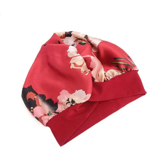 Vista 2 de Gorro de dormir con forro de satén para mujer gorro de dormir gorro de palmada para cabello rizado y rizado rojo vino