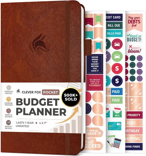 Vista 8 de Clever Fox Planificador de presupuesto de bolsillo, mini cuaderno de seguimiento de gastos. Organizador de presupuestos mensual, cuaderno