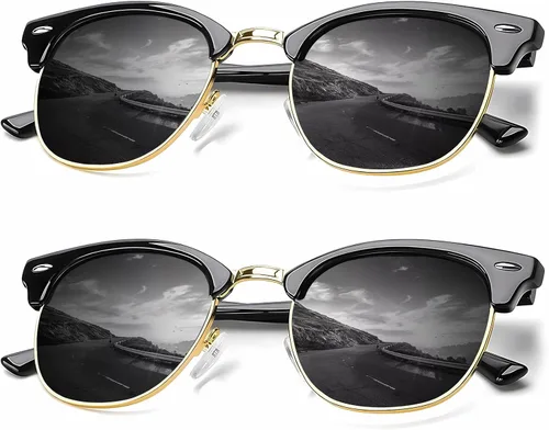 Vista 40 de KALIYADI - Gafas de sol polarizadas para hombres y mujeres unisex, marco semirretráctil, estilo retro, para conducir, con bloqueo UV