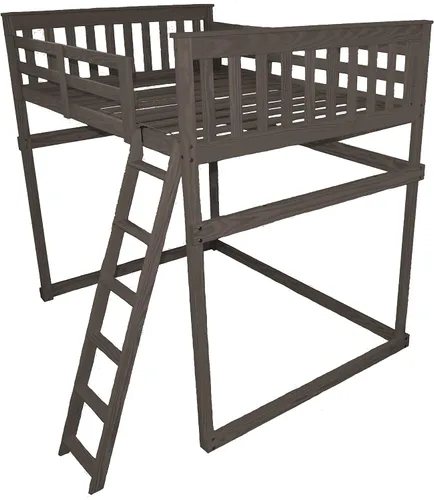 Vista 15 de Furniture Barn USA - Cama tipo loft de tamaño individual con escalera final, pintado de pino negro