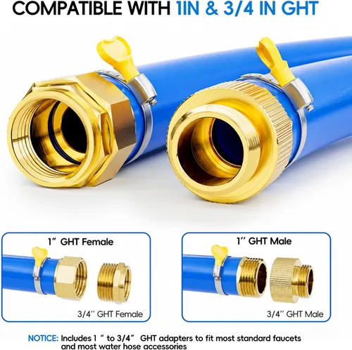Vista 4 de SPECILITE Manguera de agua de jardín caliente/fría de 5 pies x 1 pulgada, -50 ℉ a 190 ℉, resistente, flexible, explosión de 605 psi, ligera, tubo