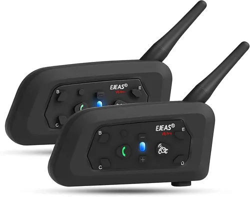 Vista 10 de EJEAS V4 Plus Sistema de Comunicación de Casco, Auriculares Bluetooth V5.1 para Motocicleta 1500m con Intercomunicador de Casco, Reducción