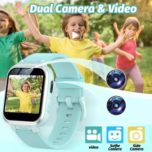 Vista 38 de Reloj inteligente para niños con juegos de rompecabezas, pantalla táctil HD, cámara de video, reproductor de música, podómetro, reloj despertador