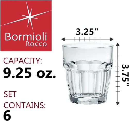 Vista 2 de Bormioli Rocco Rock Bar - Vasos apilables para whisky, juego de 6, 9 1/4 onzas.