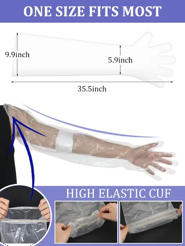 Vista 3 de Sosation 50 fundas impermeables para brazo para ducha, baño, protector de manga fundida para brazos, fundas protectoras de vendaje largo
