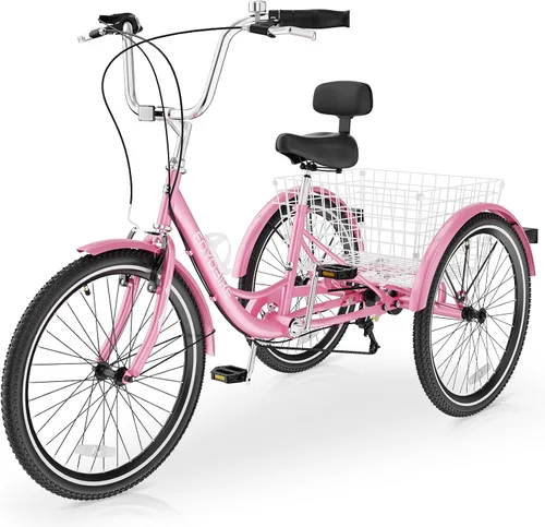 Vista 17 de MOPHOTO Triciclos para adultos, tres ruedas, bicicleta de crucero de 7 velocidades, triciclos para adultos de 20/24/26 pulgadas, ruedas bajas