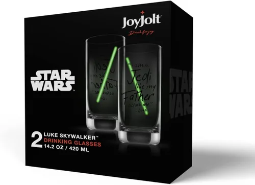 Vista 4 de JoyJolt Star Wars Luke Skywalker - Vaso alto con sable de luz, 14.2 onzas, juego de 2