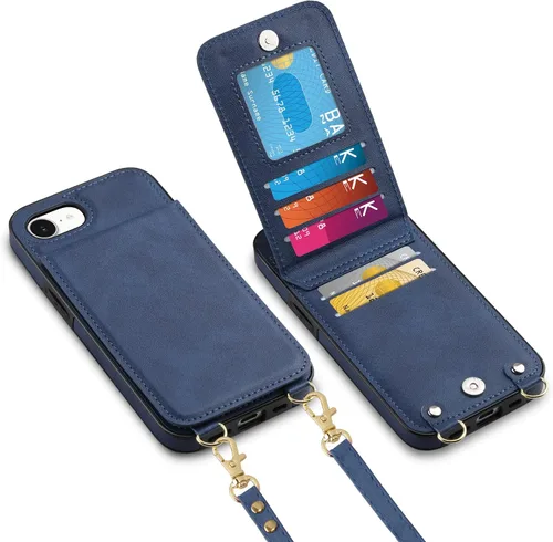 Vista 23 de Vofolen - Funda tipo cartera para iPhone 11 con tarjetero y bloqueo RFID, color negro Crossbody Adjustable Strap Purse Magnetic Clasp Heavy Duty