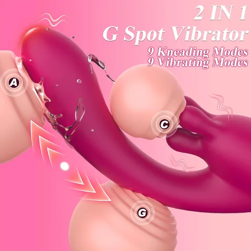 Vista 2 de Vibrador de juguetes sexuales para mujeres, consolador de juguete rosa con 9 modos de vibración y 9 modos de amasamiento, herramienta para adultos