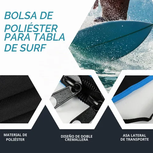 Vista 4 de Bolsa para tabla de surf, cubierta de tabla de surf, bolsa de transporte de poliéster, accesorio de surf, bolsa protectora para tabla de surf, 48.4