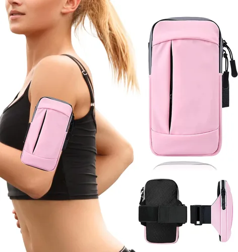Vista 11 de Brazalete para correr, correa deportiva ajustable para correr, brazalete de entrenamiento para iPhone, bolsa de celular para ejercicio para hombres