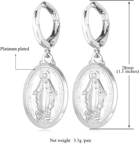 Vista 3 de U7 Catholic Gift Stainless Steel 18K Gold Plated Coin MedalCrucifix CrossVirgin MaryRosary Necklaces for Women Men