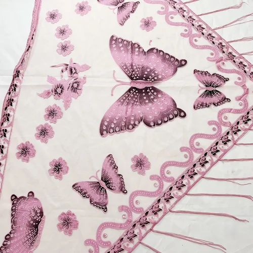 Vista 4 de Chales y envolturas elegantes con estampado de mariposas para vestidos de noche, chal triangular, chal con flecos, capa de noche