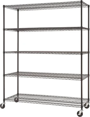 Vista 15 de Trinity Basics Estantería de alambre ajustable de 3 niveles con ruedas para organización de cocina, almacenamiento de garaje, cuarto de lavandería