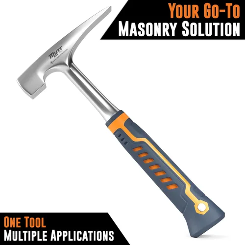 Vista 6 de Mutt Tools - Martillo de ladrillo profesional, martillo de mampostería resistente de 20 onzas para herramientas de albañil, martillo de piedra