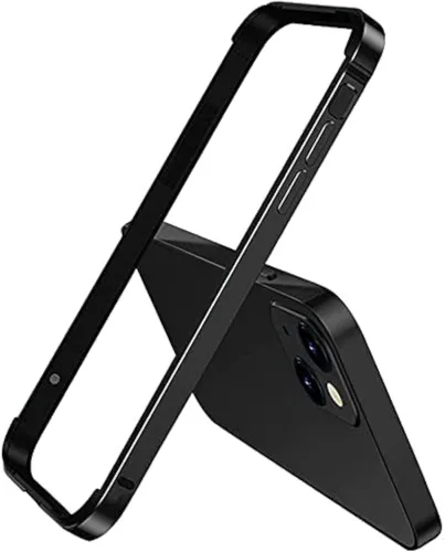 Vista 26 de Funda rígida delgada con marco de aluminio para iPhone 13 Pro, armadura de marco de metal con protección interior suave, protección de borde elevado