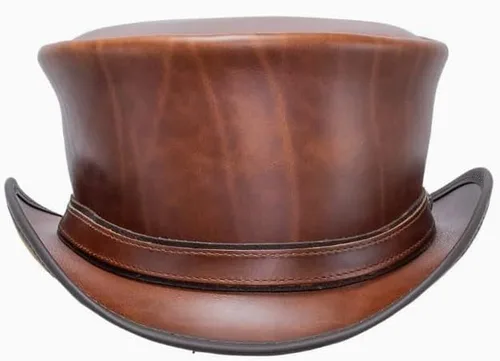 Vista 5 de American Hat Makers Hampton - Sombrero de cuero para hombre y mujer, sombrero de ala ancha moldeable
