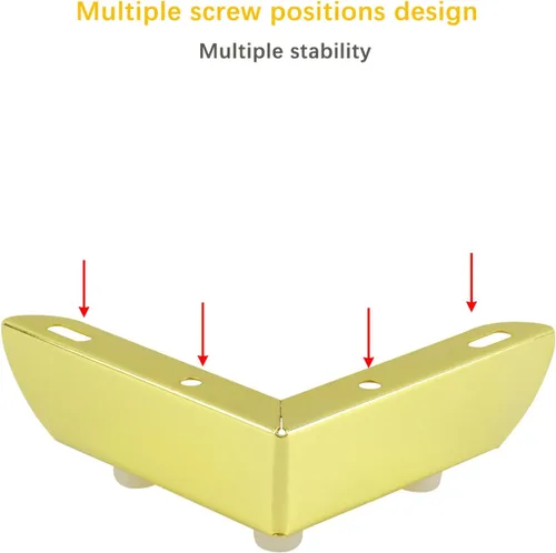 Vista 5 de Geesatis 4 patas doradas para muebles de diseño minimalista, patas de metal para muebles de 4.3 pulgadas de longitud para gabinete, sofá, mesa