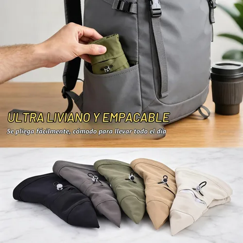 Vista 6 de Sombrero de ala ancha impermeable UPF 50+ para mujer con agujero para cola Beige