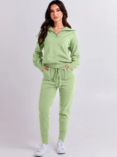 Vista 7 de ANRABESS Conjunto de dos piezas para mujer, suéter de manga larga y pantalones con cordón
