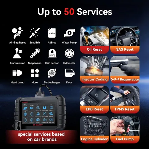 Vista 3 de iCarsoft CR Max BT - Escáner OBD2 inalámbrico, herramienta de diagnóstico de coche para todo el sistema, 50 restablecimiento+servicio adicional 46