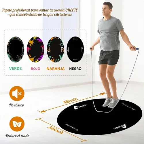 Vista 2 de 48"x36" (5mm) Jump Rope Mat, Workout Mats for Home Gym Flooring