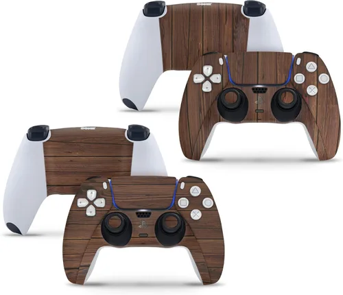 Vista 7 de PS5 - Adhesivo vinal de madera para consola de discos y 2 fundas para controladores