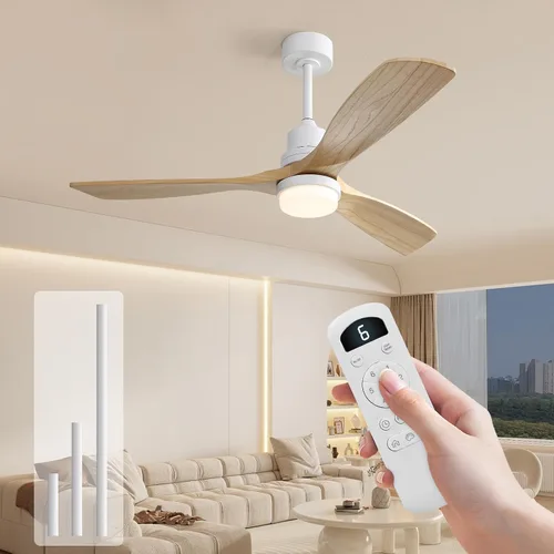 Vista 13 de Sofucor Ventilador de techo de 52 pulgadas con control remoto de luces, 3 postes para ventilador de techo interior y exterior con control remoto