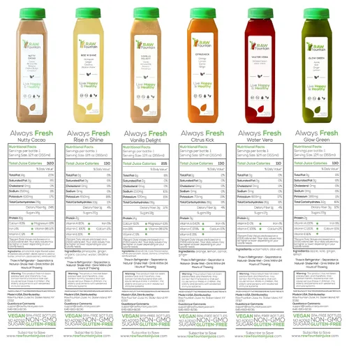 Vista 6 de Raw Fountain, limpieza de jugo de proteína de 3 días, limpieza desintoxicante cruda totalmente natural, frutas prensadas en frío, verduras, sabor