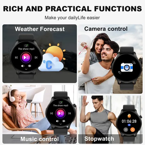 Vista 7 de Reloj inteligente para hombres y mujeres Fitness: impermeable, responder, hacer llamada, digital, relojes para hombres, correr, seguimiento