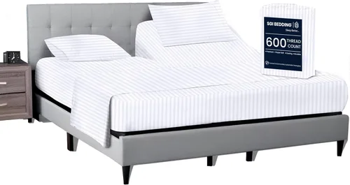 Vista 13 de SGI bedding Sábana Queen de 28 pulgadas con cabecera flexible y parte superior dividida, 100% algodón egipcio - 600 número de hilos, sábanas