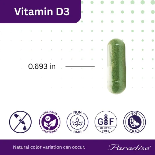 Vista 8 de Paradise Herbs Earth's Blend Vitamina D3, 90 Cápsulas Vegetarianas