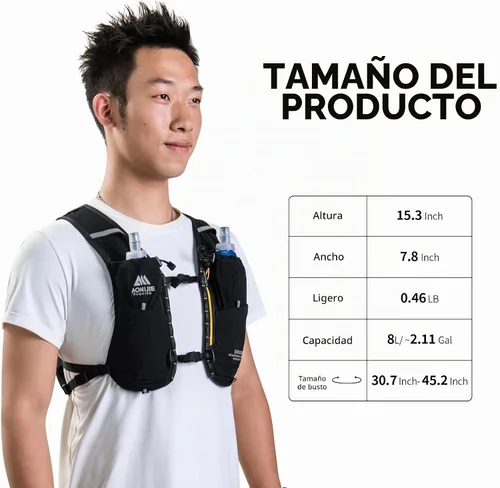 Vista 2 de AONIJIE Running Hydration Vest for Women Men 8L Hydration Backpack Hiking