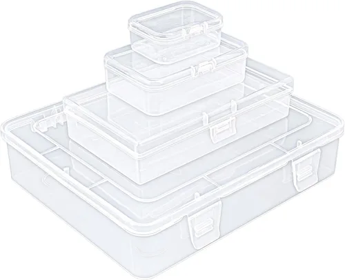 Vista 2 de Goodma Caja organizadora rectangular de plástico transparente con tapas con bisagras para objetos pequeños y otros proyectos de manualidades