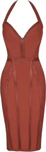 Vista 4 de whoinshop Vestido de fiesta para mujer con cuello en V y cuello en V
