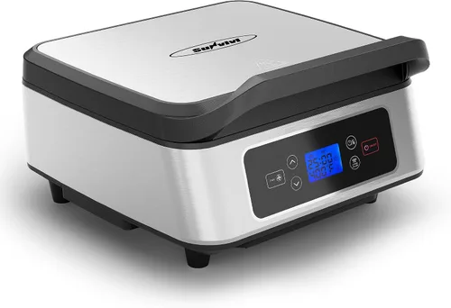 Vista 7 de Sandwichera eléctrica Panini Press, parrilla interior sin humo de 1300 W con placas antiadherentes extraíbles, elevación automática, ventilador