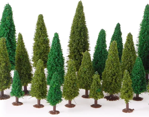 Vista 15 de Skylety 35 Piezas Árboles Modelo de 1.2-6.3 Pulgadas Árboles Miniatura Mixtos Suministros de Diorama Plantas Falsas Escenario de Tren Paisaje Pueblo
