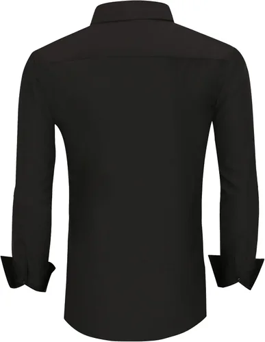 Vista 2 de Alex Vando - Camisa de vestir de bambú para hombre, elástica, de ajuste regular y libre de arrugas