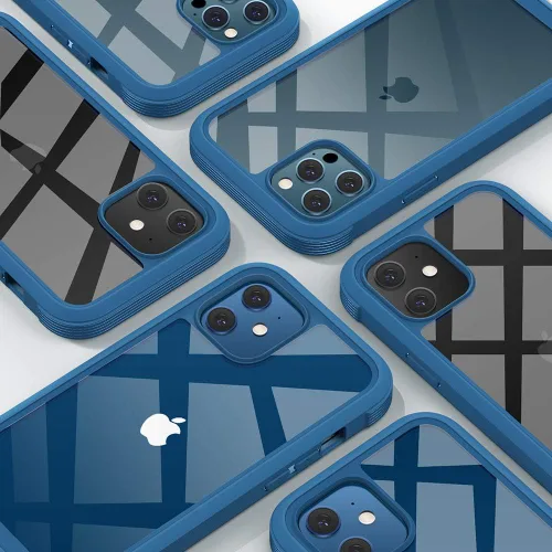 Vista 6 de Carcasa Diaclara diseñada para iPhone 12/12 Pro, carcasa completa resistente con protector de pantalla táctil y antiarañazos integrado, carcasa