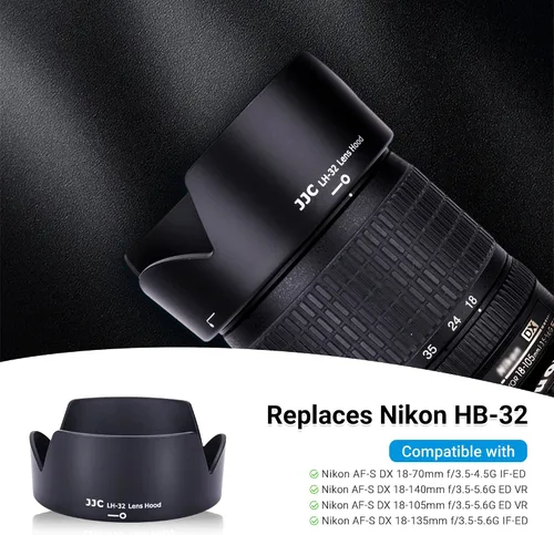 Vista 2 de JJC Parasol reversible para Nikon AF-S DX 0.709-5.512 in f/3.5-5.6G ED VR, AF-S DX 0.709-4.134 in f/3.5-5.6G ED VR, AF-S DX 0.709-5.315 in