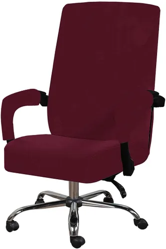 Vista 16 de Funda para silla de oficina con fundas para reposabrazos, funda elástica de terciopelo suave para silla de escritorio, fundas protectoras para silla