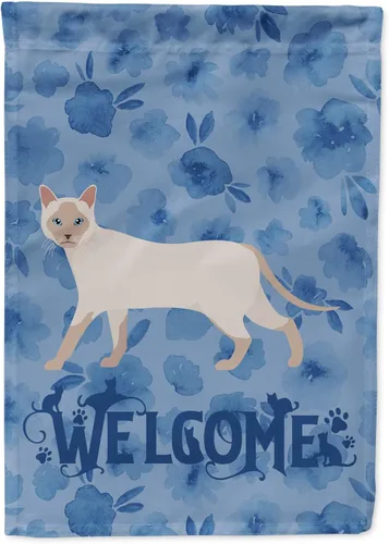Vista 54 de Caroline's Treasures CK4813CHF - Bandera de bienvenida con gato abisinio azul, manga grande, para porche, para colgar en la pared, poliéster