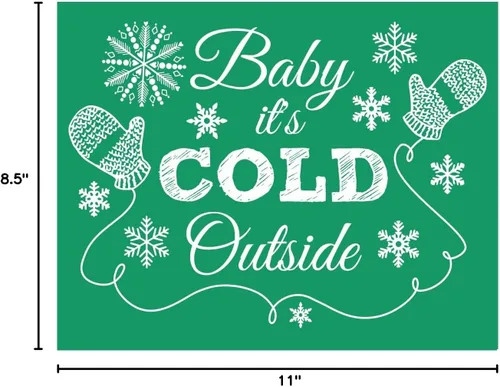 Vista 5 de DGAGA Plantillas de pantalla de seda de Navidad, reutilizables, autoadhesivas, Baby It's Cold Outer, plantillas de malla de tiza para decoración