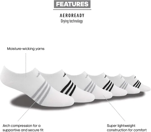 Vista 2 de adidas Superlite - Calcetines invisibles para mujer (6 pares)