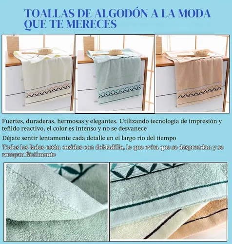 Vista 4 de Paquete de 2 toallas de mano, de algodón, toallas 100% algodón para el rostro, toalla suave duradera y altamente absorbente para baño, de lujo