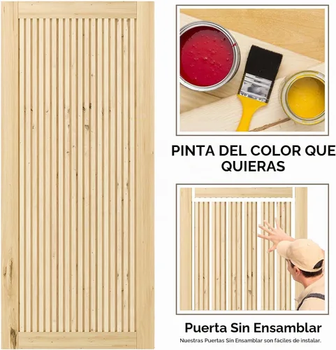 Vista 2 de BARNER HOME Puerta de granero de madera de pino de 30 x 84 pulgadas, puerta corredera decorativa de 1 lite, con kit de herramientas incluido Puerta