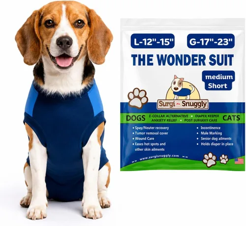 Vista 27 de SurgiSnuggly Traje de Recuperación Quirúrgica Inventado por Veterinarios para Perros Hembra o Macho, Esterilización, Castración, Mameluco, El Traje